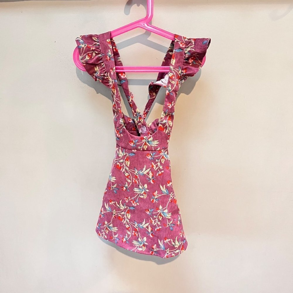 Mia Joy Corduroy Overall Floral Ruffle Girls Dress- Sz. 3